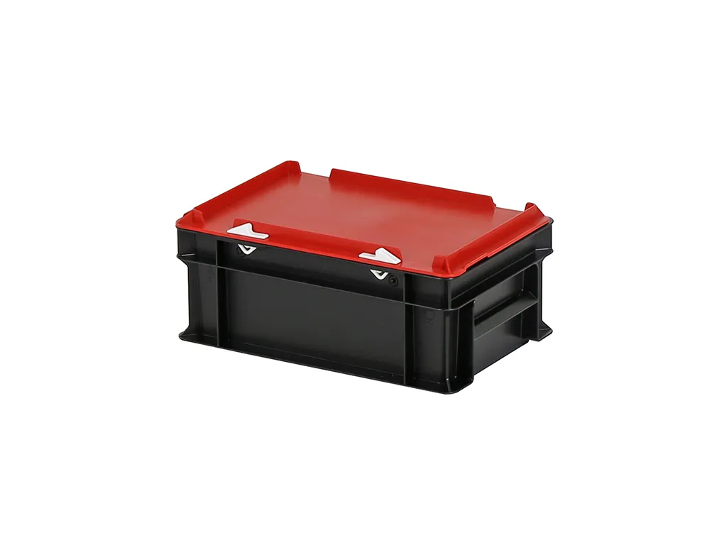 Combicolor stacking bins with lid black-red