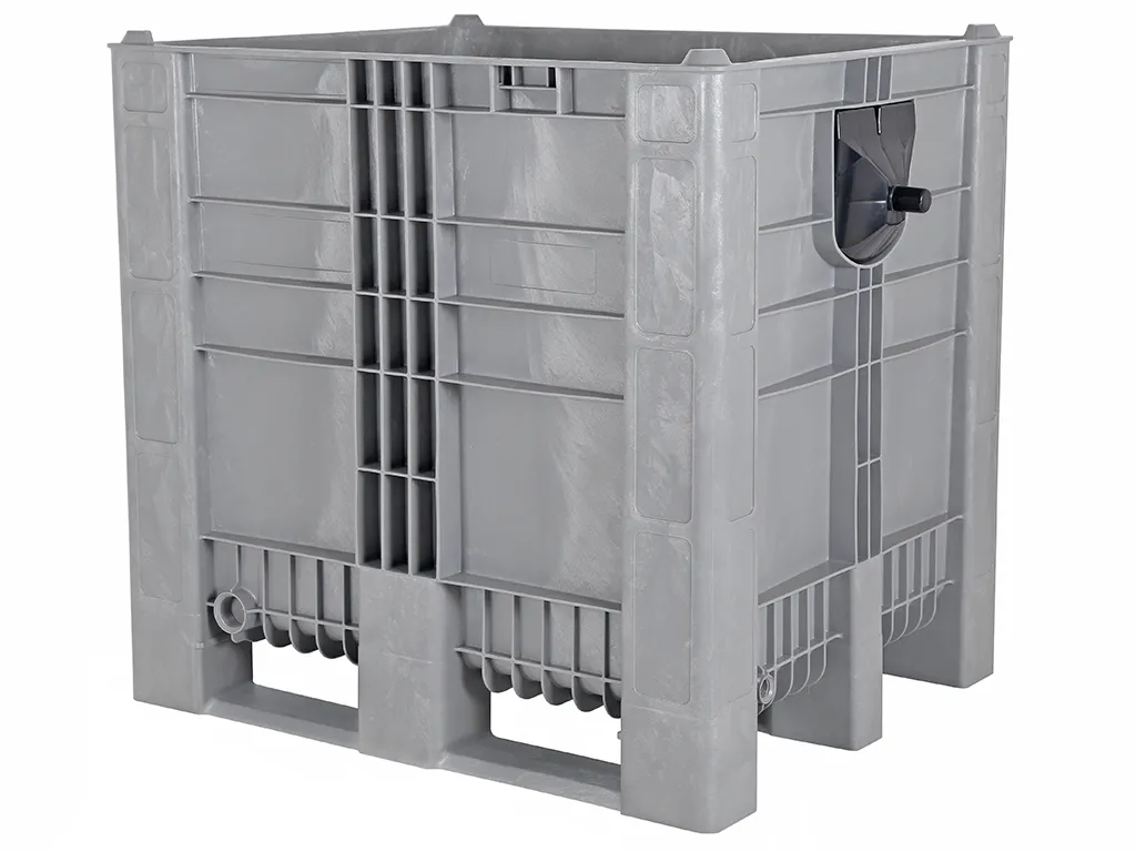 CB3 High plastic palletbox - 1200 x 1000 mm - 3 runners - with lateral trunnions - grey
