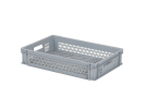 Stapelkrat LIGHT - 600 x 400 x H 130 mm - geheel geperforeerd - grijs