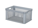 Stapelkrat LIGHT - 600 x 400 x H 320 mm - geheel geperforeerd - grijs