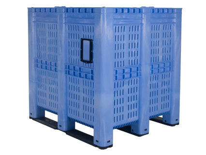Pallet box type MAXI BOX - 1300 x 1150 x H1250 mm - perforated - 3 runners - blue