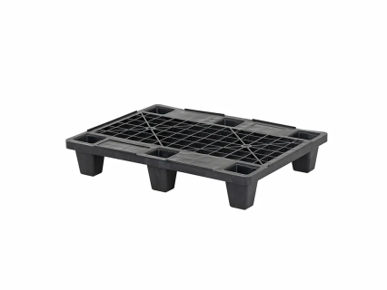 Exportpalette / Displaypalette / Halb-Euro 6080MRR (800 x 600 mm) - mit 6 F&uuml;&szlig;en, umlaufendem Rand 5 mm, nestbar, aus Standard-Regenerat, schwarz.