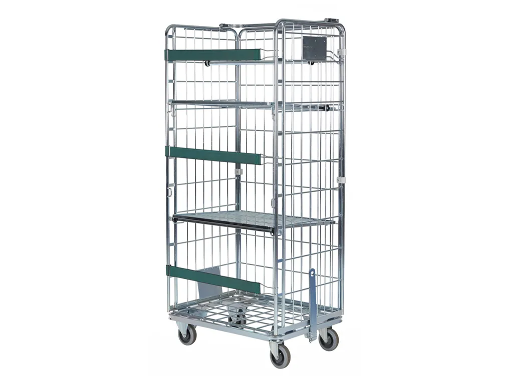 Clothing container – two rails, two side walls and one rear wall – galvanised - grey