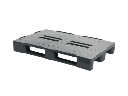Europalette CS1 ECO - 1200 x 800 mm - mit 7 mm R&auml;ndern - 3 Palettenkufen, vollst&auml;ndig glatt und geschlossen - dunkelgrau