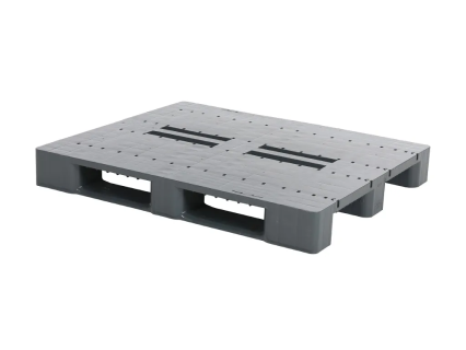 Euro pallet CS3 ECO - 1200 x 1000 mm - without rims - 3 pallet skids, open with reinforcement ribs - dark grey