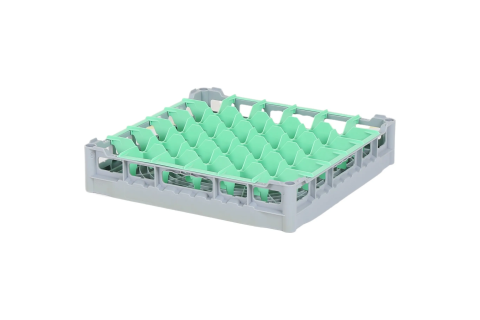 Casier &agrave; verres de 500x500mm - hauteur maximale du verre 73 mm - avec une compartimentation verte en 6x6 - &Oslash; de verre maximal 74mm