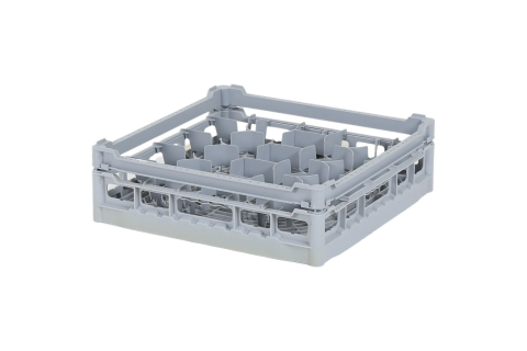 Casier &agrave; verres de 500x500mm - hauteur de verre maximale 110 mm - avec une division de 20 compartiments gris - diam&egrave;tre de verre maximal 99mm