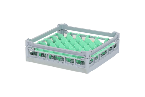 Casier &agrave; verres de 500x500mm - hauteur de verre maximale 110 mm - avec une division de 6x6 compartiments verts - diam&egrave;tre de verre maximal 74mm
