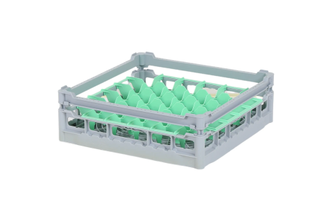 Casier &agrave; verres de 500x500mm - hauteur de verre maximale 120 mm - avec une division de 6x6 compartiments verts - diam&egrave;tre de verre maximal 74mm