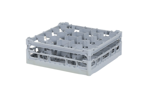 Casier &agrave; verres de 500x500mm - hauteur de verre maximale 135 mm - avec une division de 20 compartiments gris - diam&egrave;tre de verre maximal 99mm