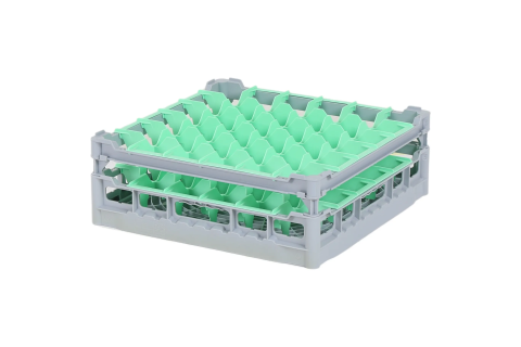 Casier &agrave; verres de 500x500mm - hauteur de verre maximale 135 mm - avec une division de 6x6 compartiments verts - diam&egrave;tre de verre maximal 74mm