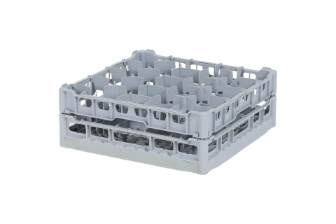 Casier &agrave; verres de 500x500mm - hauteur de verre maximale 140 mm - avec une division de 20 compartiments gris - diam&egrave;tre de verre maximal 99mm
