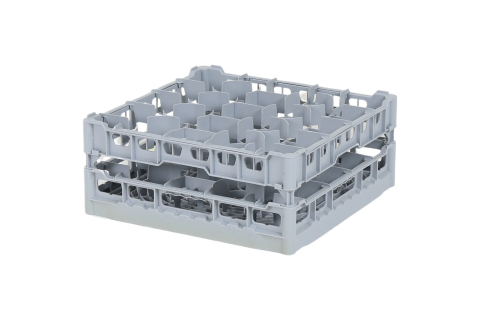 Casier &agrave; verres de 500x500mm - hauteur de verre maximale 165 mm - avec une division de 20 compartiments gris - diam&egrave;tre de verre maximal 99mm