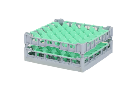 Casier &agrave; verres de 500x500mm - hauteur de verre maximale 165 mm - avec une division de 6x6 compartiments verts - diam&egrave;tre de verre maximal 74mm