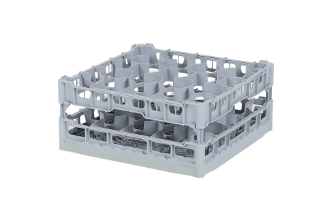 Casier &agrave; verres de 500x500mm - hauteur de verre maximale 210 mm - avec une division de 20 compartiments gris - diam&egrave;tre de verre maximal 99mm