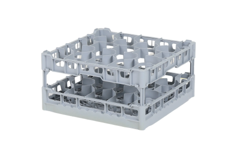 Casier &agrave; verres de 500x500mm - hauteur de verre maximale 240 mm - avec une division de 20 compartiments gris - diam&egrave;tre de verre maximal 99mm