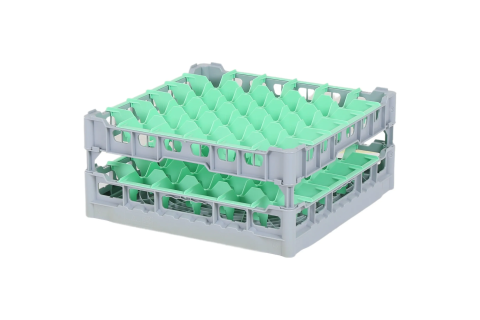 Casier &agrave; verres de 500x500mm - hauteur de verre maximale 195 mm - avec une division de 6x6 compartiments verts - diam&egrave;tre de verre maximal 74mm