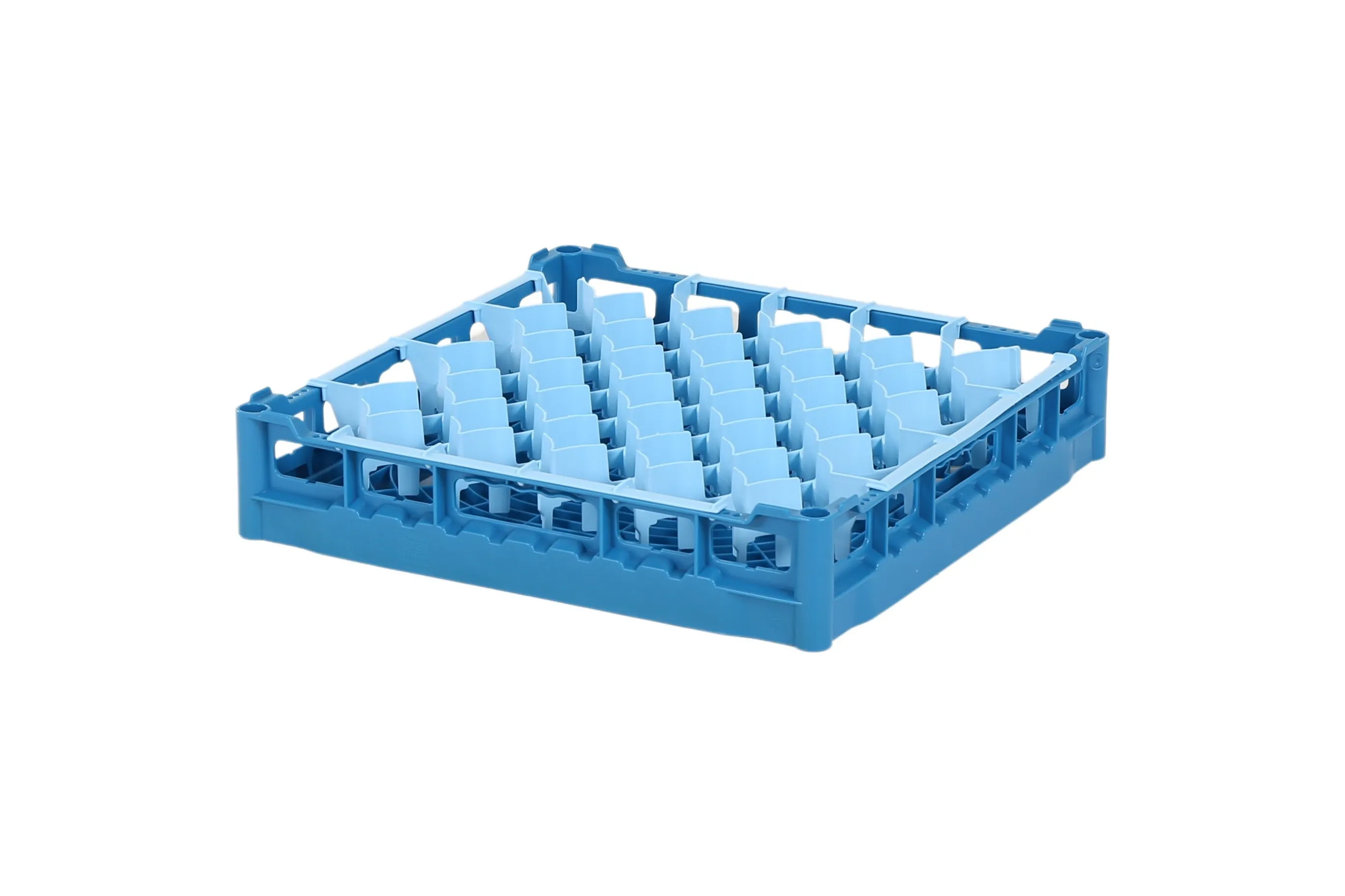 Glass basket 500x500mm blue - maximum glass height 73 mm - with blue 44-compartment partition - maximum glass diameter 67mm