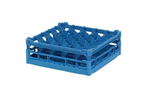 Gl&auml;serkorb 500x500mm blau - maximale Glash&ouml;he 135 mm - mit blauer 5x5 Facheinteilung - maximales Glas-&Oslash; 90mm