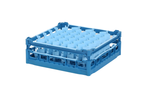Gl&auml;serkorb 500x500mm blau - maximale Glash&ouml;he 135 mm - mit blauer 44-Facheinteilung - maximale Glasdurchmesser 67mm