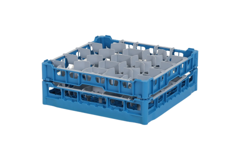 Gl&auml;serkorb 500x500mm blau - maximale Glash&ouml;he 140 mm - mit grauer 20-Facheinteilung - maximales Glas-&Oslash; 99mm