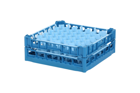 Gl&auml;serkorb 500x500mm blau - maximale Glash&ouml;he 140 mm - mit blauer 44-Facheinteilung - maximale Glasdurchmesser 67mm