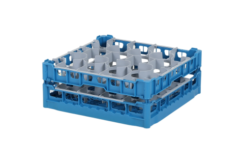 Gl&auml;serkorb 500x500mm blau - maximale Glash&ouml;he 150 mm - mit grauer 20-Facheinteilung - maximales Glas-&Oslash; 99mm