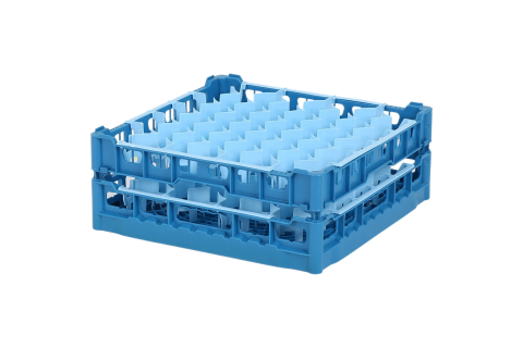 Gl&auml;serkorb 500x500mm blau - maximale Glash&ouml;he 150 mm - mit blauer 44-Facheinteilung - maximale Glasdurchmesser 67mm