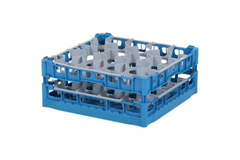 Gl&auml;serkorb 500x500mm blau - maximale Glash&ouml;he 165 mm - mit grauer 20-Facheinteilung - maximales Glas-&Oslash; 99mm