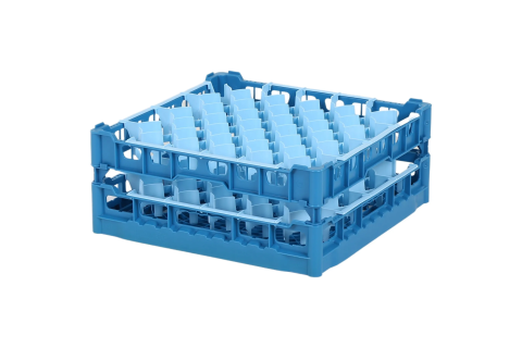 Gl&auml;serkorb 500x500mm blau - maximale Glash&ouml;he 165 mm - mit blauer 44er Facheinteilung - maximale Glasdurchmesser 67mm