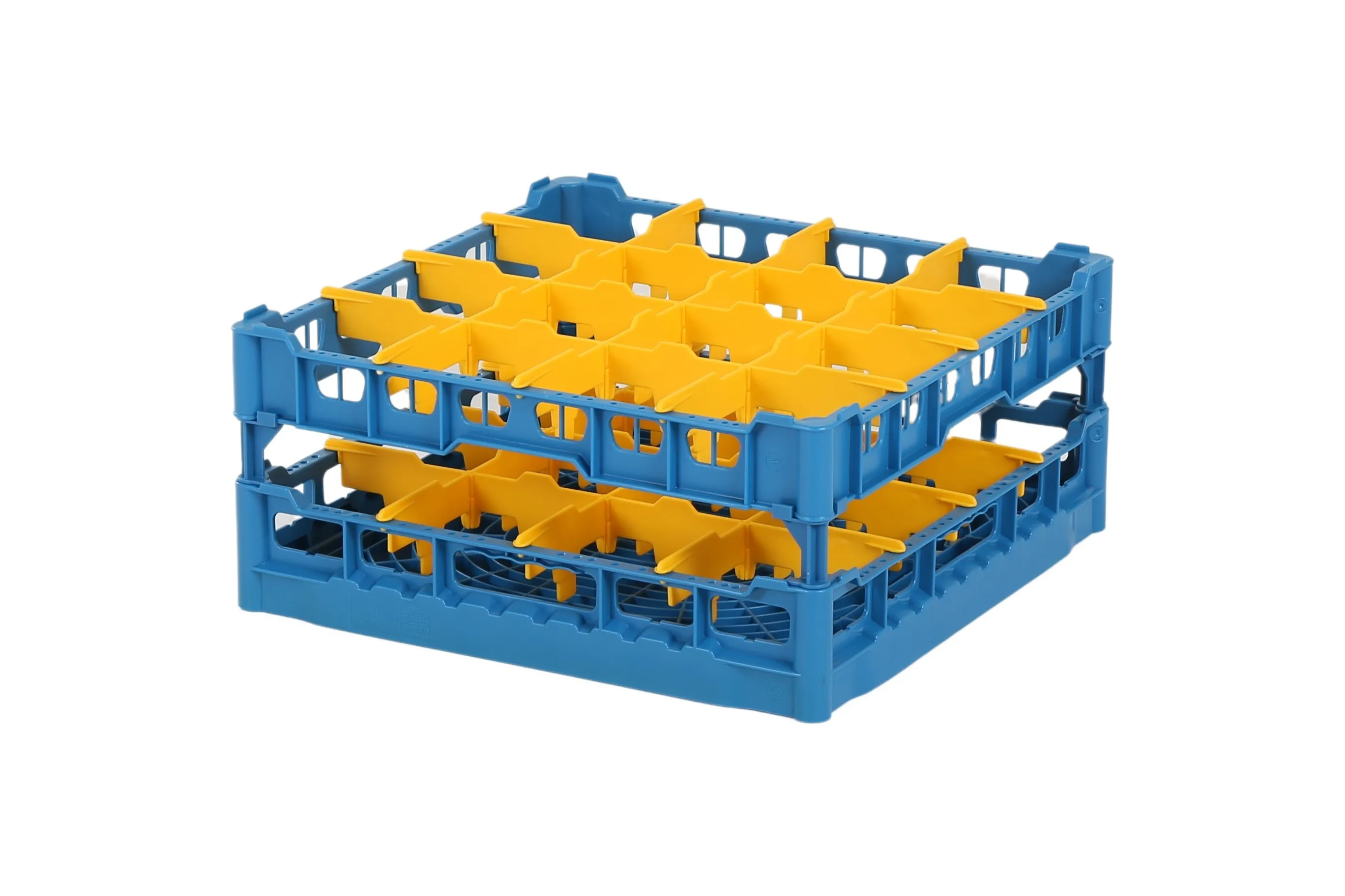 Glass basket 500x500mm blue - maximum glass height 180 mm - with yellow ...