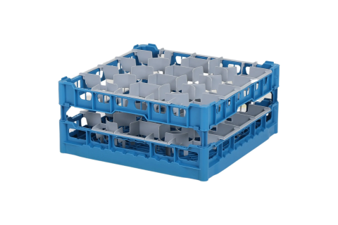Gl&auml;serkorb 500x500mm blau - maximale Glash&ouml;he 180 mm - mit grauer 20-Facheinteilung - maximales Glas-&Oslash; 99mm