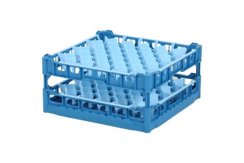 Gl&auml;serkorb 500x500mm blau - maximale Glash&ouml;he 195 mm - mit blauer 44-Facheinteilung - maximale Glasdurchmesser 67mm
