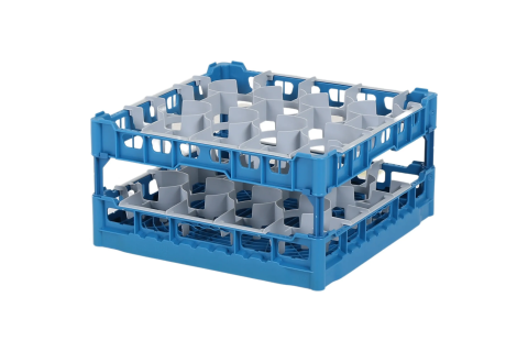 Gl&auml;serkorb 500x500mm blau - maximale Glash&ouml;he 225 mm - mit grauer 20-Facheinteilung - maximales Glas-&Oslash; 99mm