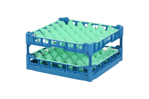 Gl&auml;serkorb 500x500mm blau - maximale Glash&ouml;he 225 mm - mit gr&uuml;ner 6x6 Facheinteilung - maximales Glas-&Oslash; 74mm