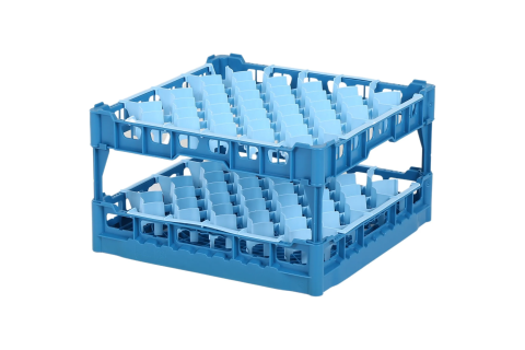 Glass basket 500x500mm blue - maximum glass height 240 mm - with blue 44-compartment partition - maximum glass diameter 67mm