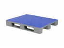 Industriepallet TC3 - 1200 x 1000 mm - met antislip bovendek - 3 palletsledes - lichtgrijs/blauw