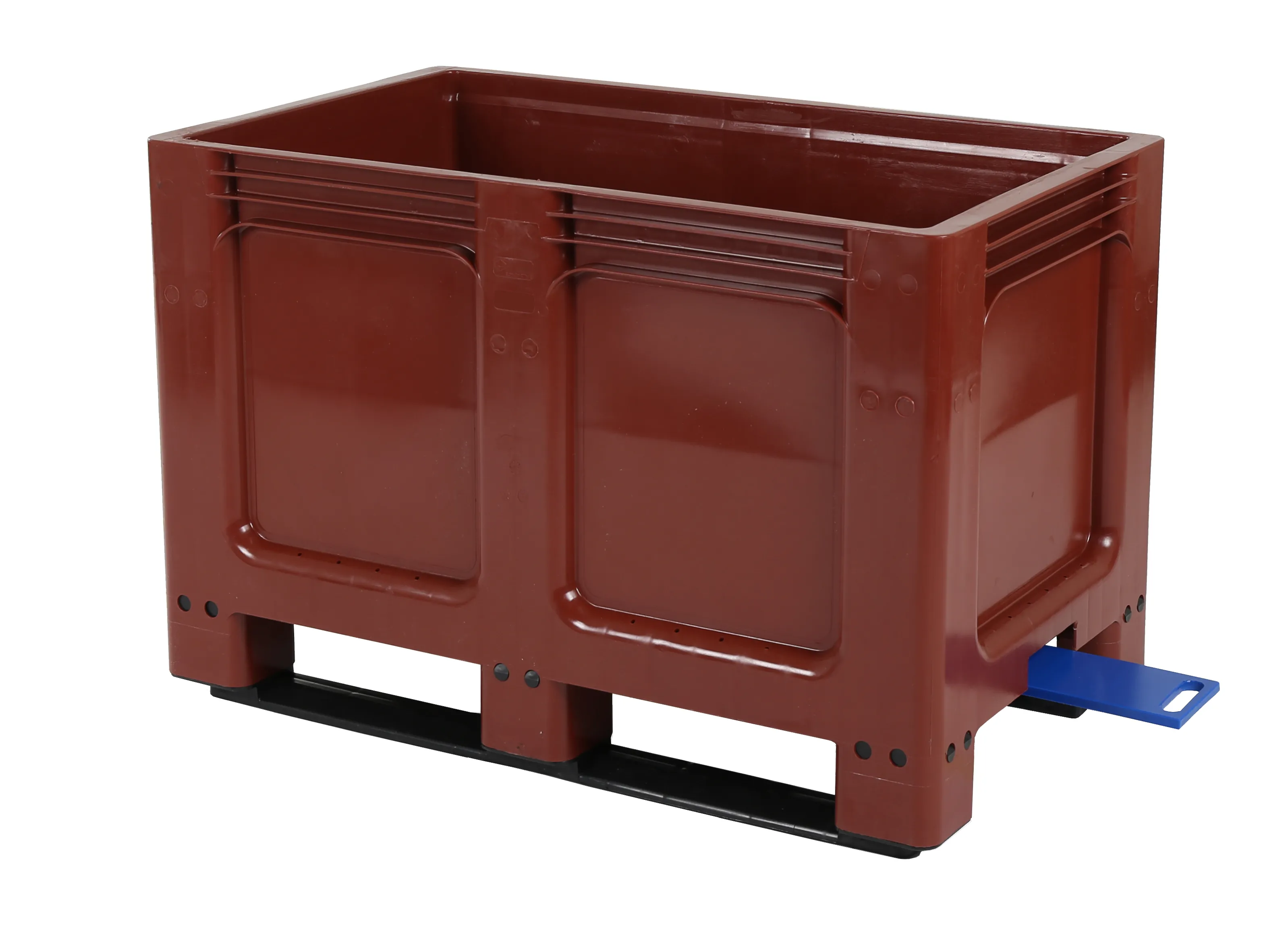 Geo Box plastic palletbox - 1000 x 600 mm - with funnel base and slide valve - on 2 runners