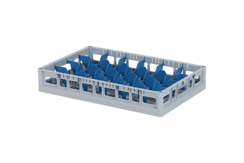 Clixrack casier &agrave; verres de 600 x 400 mm - hauteur maximale du verre 72 mm &ndash; Avec une cloison bleue de 4 x 6 &ndash; &Oslash; de verre maximal 88 mm&nbsp;