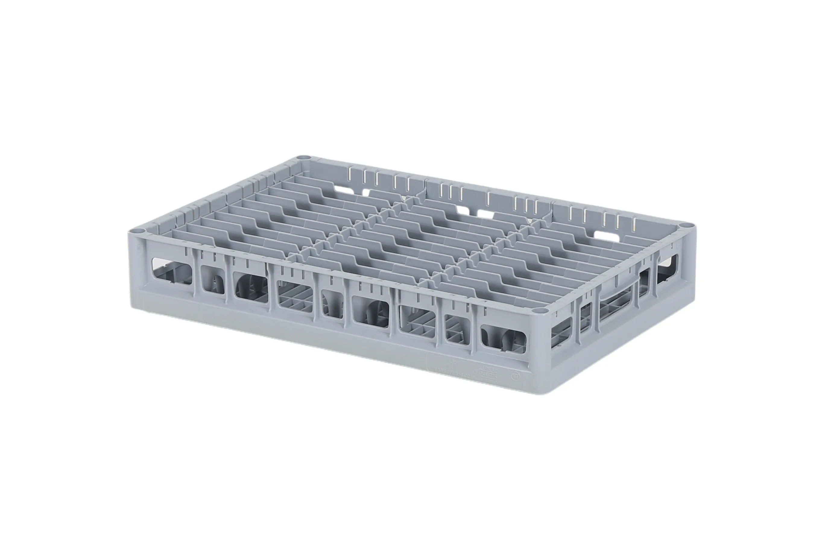 Clixrack Plate basket 600 x 400 mm gray - Plate height max. 28mm - with grey 3 x 12 compartment division - maximum Ø plate 72 mm 