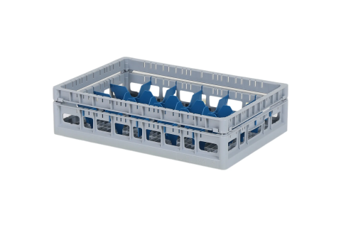Clixrack casier &agrave; verres de 600 x 400 mm - hauteur maximale du verre 115 mm &ndash; Avec une cloison bleue de 4 x 6 &ndash; &Oslash; de verre maximal 88 mm&nbsp;