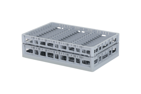 Clixrack casier &agrave; assiettes de 600 x 400 mm - Hauteur maximale de l'assiette 28 mm - avec une division grise en 3 x 12 compartiments - &Oslash; maximal de l'assiette 145 mm