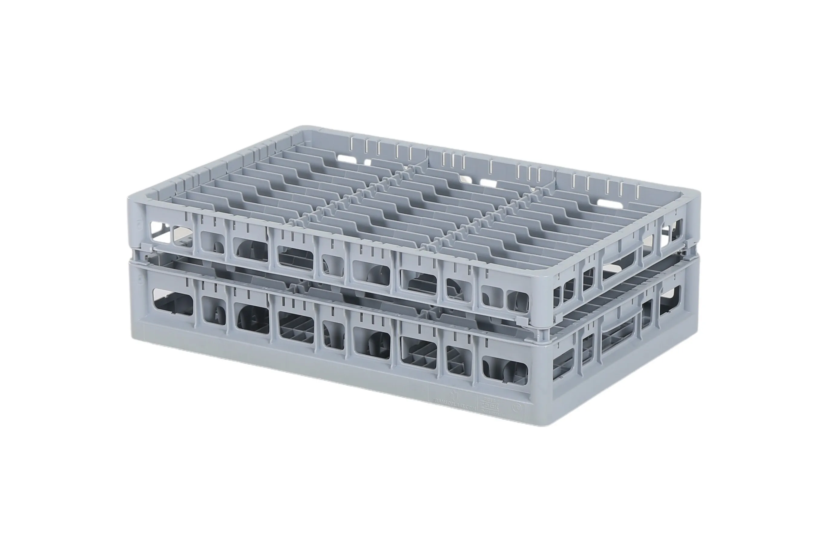 Clixrack Plate basket 600 x 400 mm gray - Plate height max. 28mm - with grey 3 x 12 compartment division - maximum Ø plate 170 mm 