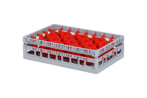 Clixrack casier &agrave; verres de 600 x 400 mm - hauteur maximale du verre 115 mm &ndash; Avec une cloison bleue de 5 x 8 &ndash; &Oslash; de verre maximal 66 mm&nbsp;