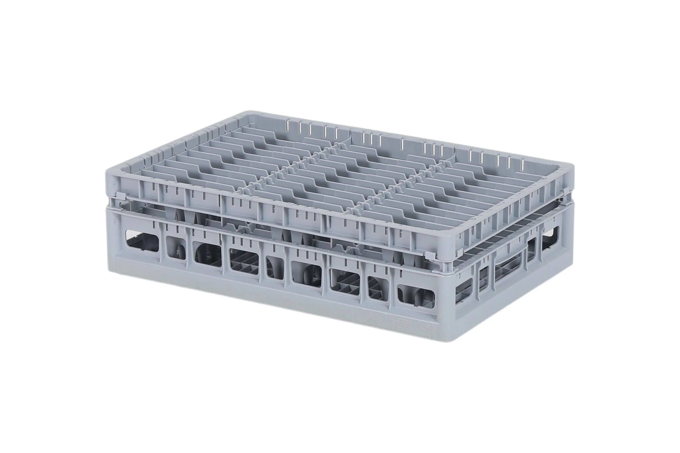 Clixrack Plate basket 600 x 400 mm gray - Plate height max. 28mm - with grey 3 x 12 compartment division - maximum Ø plate 115 mm 