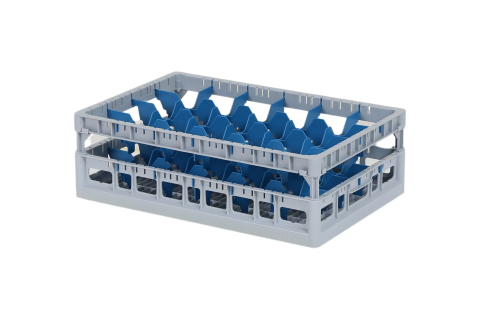 Clixrack casier &agrave; verres de 600 x 400 mm - hauteur maximale du verre 140 mm &ndash; Avec une cloison bleue de 4 x 6 &ndash; &Oslash; de verre maximal 88 mm&nbsp;