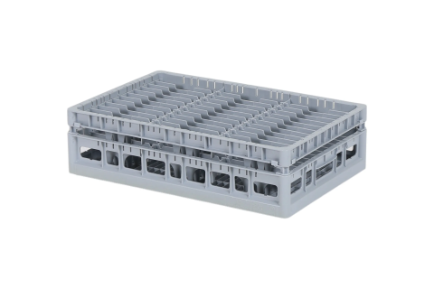 Clixrack casier &agrave; assiettes de 600 x 400 mm - Hauteur maximale de l'assiette 28 mm - avec une division grise en 3 x 12 compartiments - &Oslash; maximal de l'assiette 155 mm