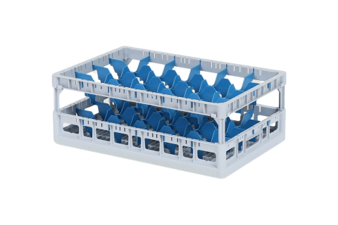 Clixrack casier &agrave; verres de 600 x 400 mm - hauteur maximale du verre 170 mm &ndash; Avec une cloison bleue de 4 x 6 &ndash; &Oslash; de verre maximal 88 mm&nbsp;
