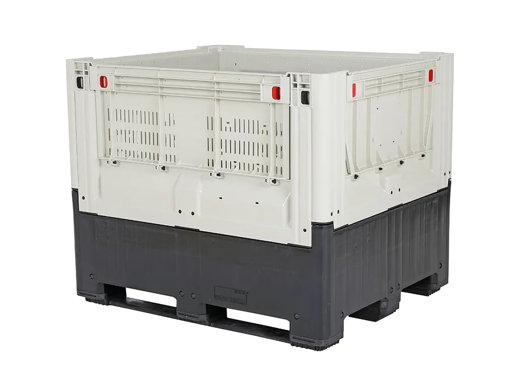 Inklapbare palletbox 1309 F3 - 1200 x 1000 x H978 mm - geperforeerd - met 2 laadkleppen