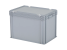 Stapelbeh&auml;lter mit Deckel - 600 x 400 x H 439 mm (verst&auml;rkter Boden) - Grau